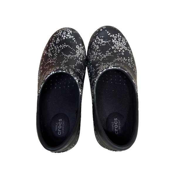 Crocs Neria Pro Black Floral Graphic Clog Comfort Shoe Non-Slip 204046 Women's 8 - Picture 7 of 10